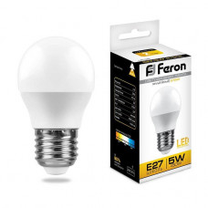 Лампа светодиодная Feron E27 5W 2700K Шар Матовая LB-38 25404 Лампа светодиодная Feron E27 5W 2700K Шар Матовая LB-38 25404