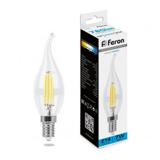 Лампа светодиодная филаментная Feron E14 7W 6400K прозрачная LB-67 38233 Лампа светодиодная филаментная Feron E14 7W 6400K прозрачная LB-67 38233