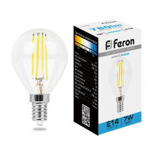 Лампа светодиодная филаментная Feron E14 7W 6400K прозрачная LB-52 38221 Лампа светодиодная филаментная Feron E14 7W 6400K прозрачная LB-52 38221
