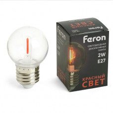 Лампа светодиодная Feron E27 2W красный прозрачная LB-383 48933 Лампа светодиодная Feron E27 2W красный прозрачная LB-383 48933