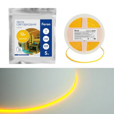 Светодиодная лента Feron 7W/m 400LED/m COB желтый 5М LS630 48950 Светодиодная лента Feron 7W/m 400LED/m COB желтый 5М LS630 48950