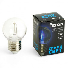 Лампа светодиодная Feron E27 2W синий прозрачная LB-383 48934 Лампа светодиодная Feron E27 2W синий прозрачная LB-383 48934