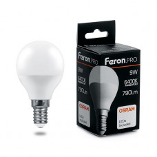 Лампа светодиодная Feron Pro E14 9W 6400K матовая LB-1409 38079 Лампа светодиодная Feron Pro E14 9W 6400K матовая LB-1409 38079