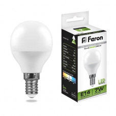 Лампа светодиодная Feron E14 7W 4000K Шар Матовая LB-95 25479 Лампа светодиодная Feron E14 7W 4000K Шар Матовая LB-95 25479