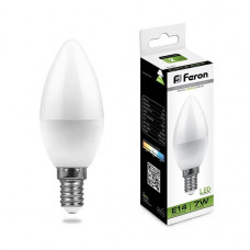 Лампа светодиодная Feron E14 7W 4000K Свеча матвоая LB-97 25476 Лампа светодиодная Feron E14 7W 4000K Свеча матвоая LB-97 25476