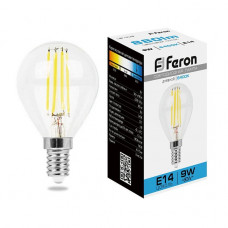 Лампа светодиодная филаментная Feron E14 9W 6400K прозрачная LB-509 38223 Лампа светодиодная филаментная Feron E14 9W 6400K прозрачная LB-509 38223