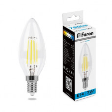 Лампа светодиодная филаментная Feron E14 7W 6400K прозрачная LB-66 38227 Лампа светодиодная филаментная Feron E14 7W 6400K прозрачная LB-66 38227