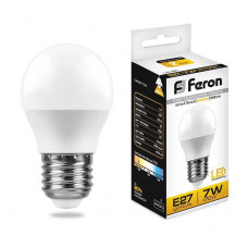 Лампа светодиодная Feron E27 7W 2700K Шар Матовая LB-95 25481 Лампа светодиодная Feron E27 7W 2700K Шар Матовая LB-95 25481